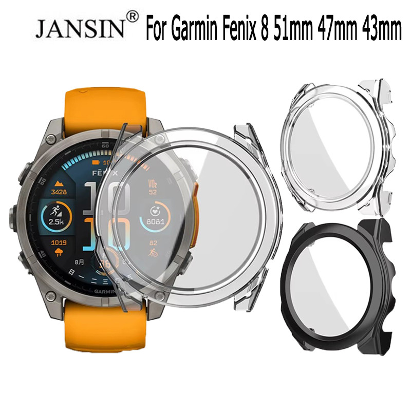 เคส กระจก + เคสสํา Garmin Fenix 8 51mm 47mm 43mm เคส พร้อมฟิล์มกระจกนิรภัย สำหรับ สําหรับ สายนาฬิกาข้อมือ