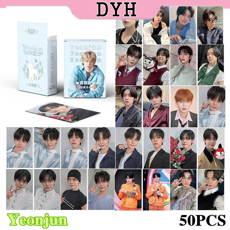 50 ชิ้น/กล่อง TXT Yeonjun เลเซอร์การ์ด Photocards Holographic LOMO การ์ด KPOP อัลบั้ม