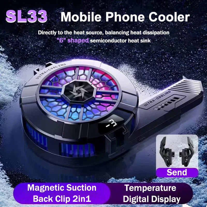 SL33 Mobile Phone Semiconductor Cooler "6"Shaped Semiconductor Cooling Fan Radiator for IOS Android 