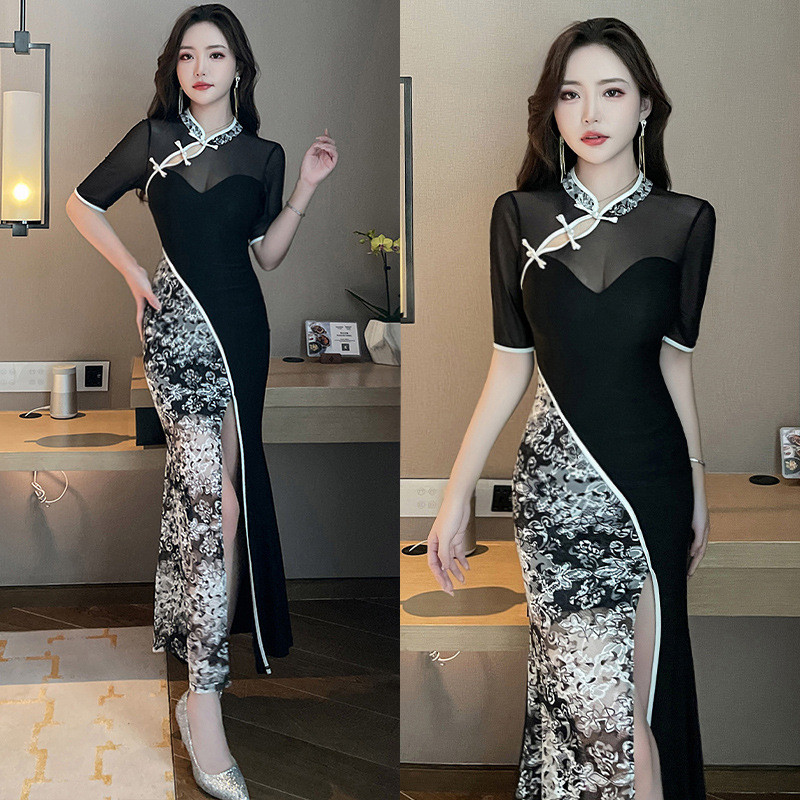 W Workwear ชุดราตรีชุดยาวเจ้าหญิงไนท์คลับ KTV อารมณ์ซาวน่า Slimmer ดูแช่เท้าเซ็กซี่ช่าง