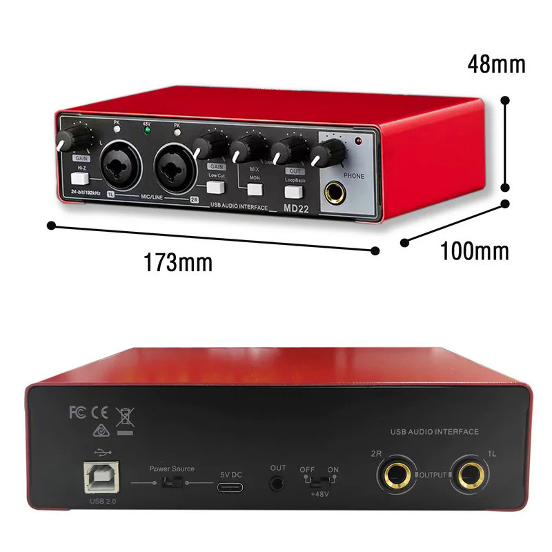 Sound Card Studio Record Professional USB Audio Interface Sound Equipment With Loopback Monitoring 4