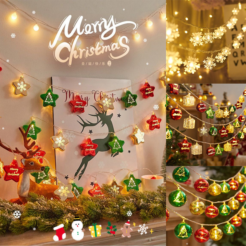 COD ไฟประดับตกแต่งคริสต์มาส LED String Lights มนุษย์หิมะ 1.5 ม. ไฟซานตาคลอส ไฟตกแต่งห้องและต้นคริสต์มาส