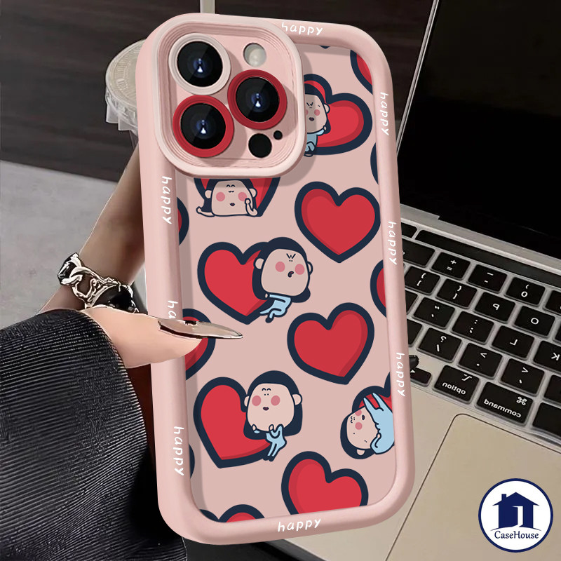 เคสนิ่มลายหัวใจรัก Y2K สุดฮา เข้ากันได้กับ OPPO A54 A38 A16 A17 A53 A58 A12 A38 A5s A7 A77 A3s A78 A15s A33 A57 A16s