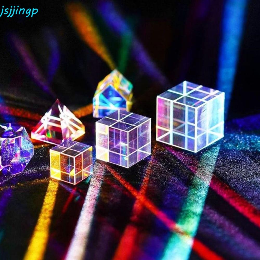 Jsjjingp ผสมสี Cube, Sun Catcher คริสตัลใสสีสัน Glass Cube Prism, น้ําหนักเบาตลกขนาดกะทัดรัดสีต่างๆ Optical Dispersion Prism ฟิสิกส์การสอน