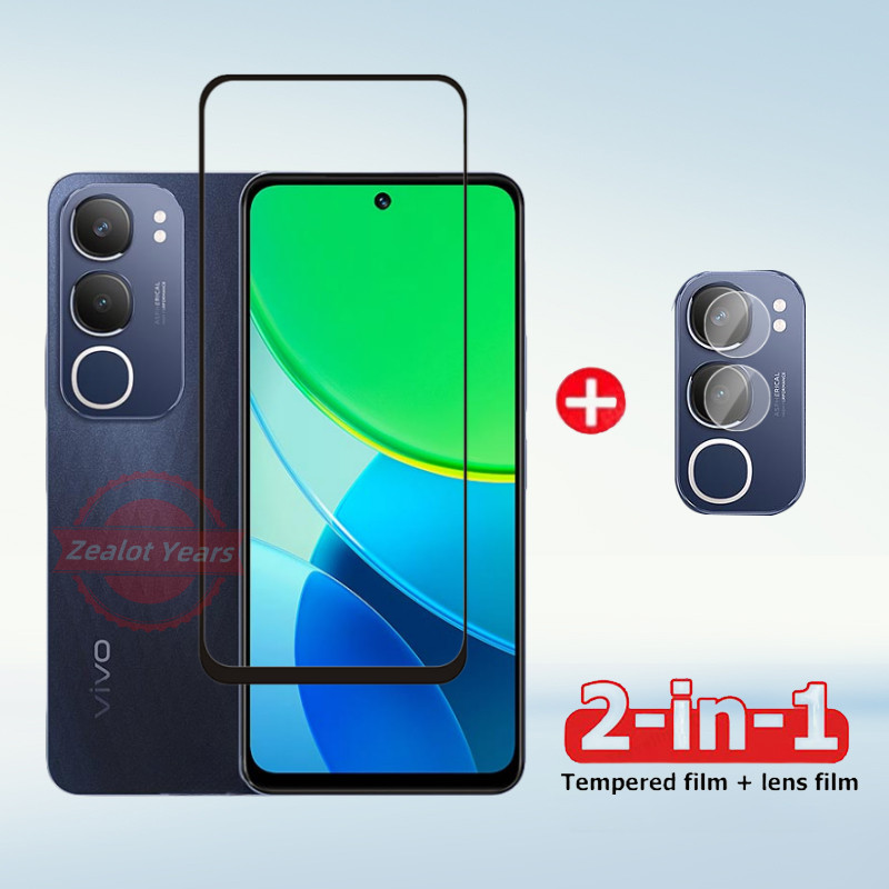 2in1 กระจกนิรภัยหน้าจอสําหรับ Vivo Y200 5G Y19S 4G Protector ฟิล์มด้านหน้าเลนส์นุ่มป้องกันฟิล์ม