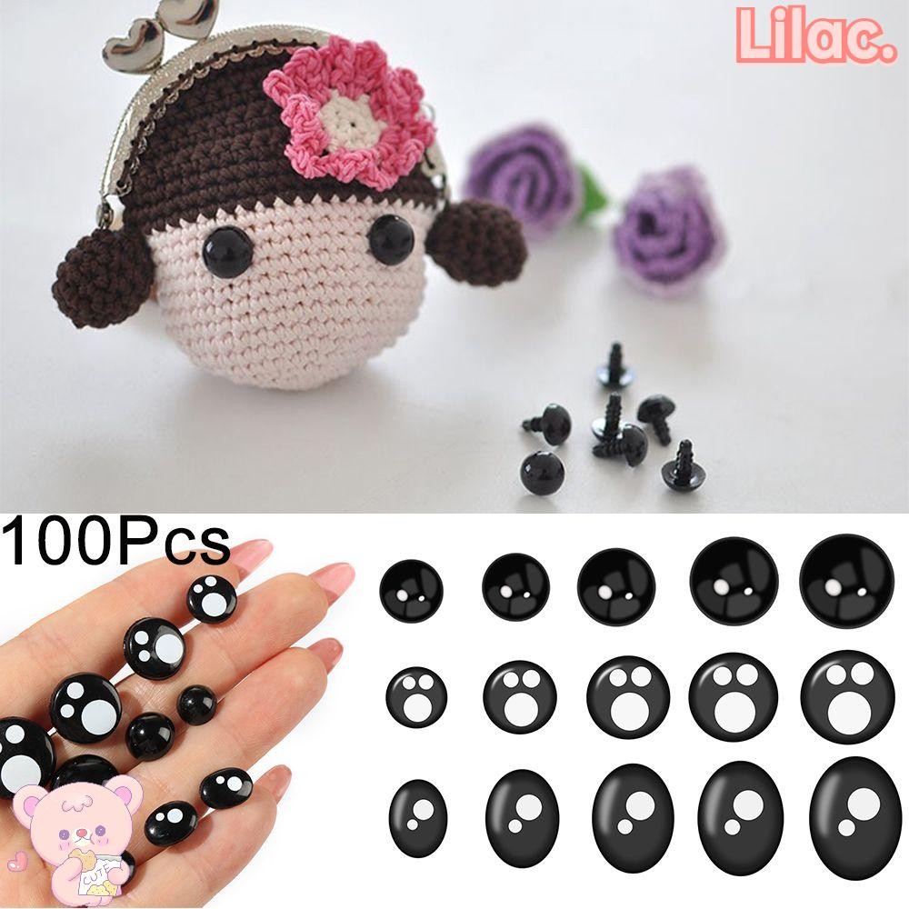 Lilac 100 ชิ้นตุ๊กตาทําให้ตาความปลอดภัยตุ๊กตาสัตว์ DIY ของเล่นพลาสติกอุปกรณ์เสริม