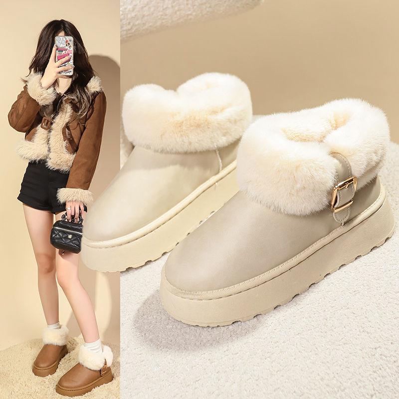 กระแส รองเท้าบูทยาวรองเท้าบูท Commuter Square Toe สไตล์ใหม่กันลื่น