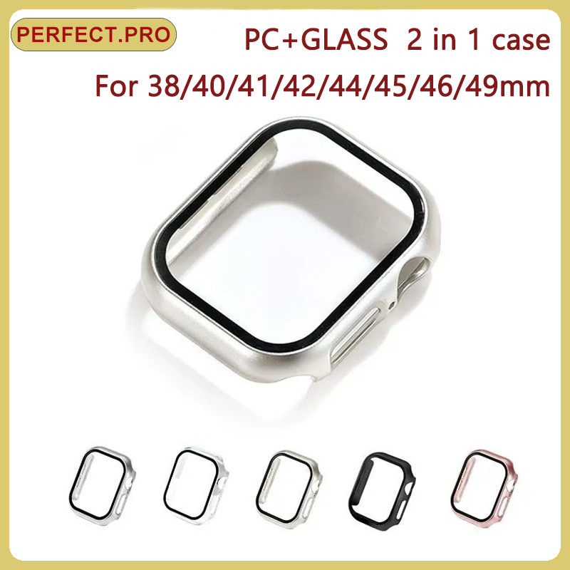 เคสสำหรับแอปเปิ้ลวอช เคส watch + ฟิลม์กระจกในตัว ใช้ได้กับซีรีส์ 11/10/9/8/7/6/SE/ultra  เคส สําหรับ 38/42/46/45/49mm