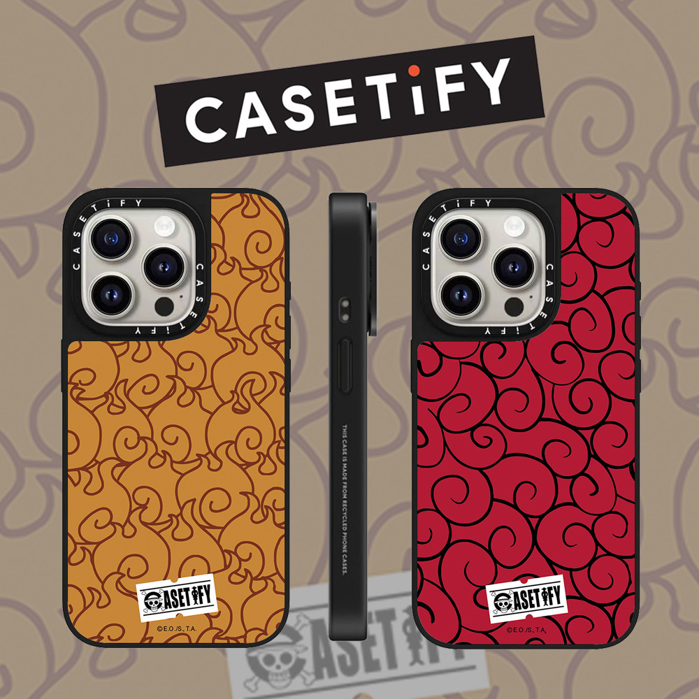 Casetify Graffiti One Piece line กระจกใบหน้าเคสโทรศัพท์สําหรับ iPhone 16 Pro Max 15 Plus 14 ProMax 13 12Pro 11 โทรศัพท์กันกระแทกขอบนุ่มฮาร์ดป้องกันกรณี