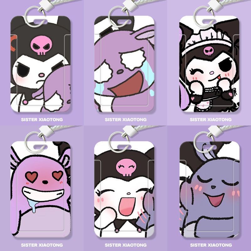 การ์ตูนน่ารัก คุโรมิ ที่ใส่บัตรสไลด์นักเรียน บัตรอาหาร บัตรรถบัส ฝาครอบป้องกันบัตรประจําตัว ธุรกิจ การ์ด ที่ยึด ธนาคาร ที่ใส่บัตรเครดิต ซองเก็