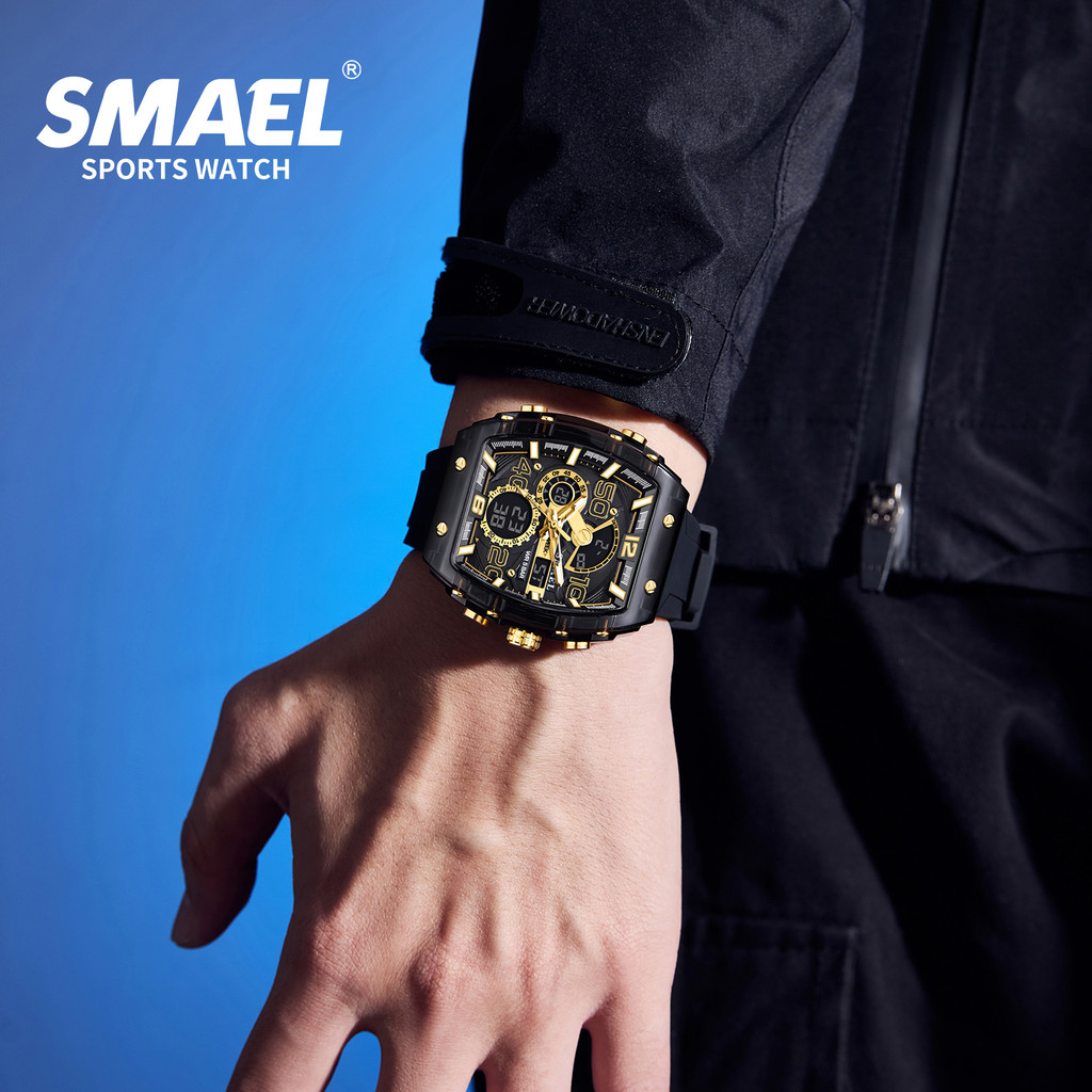 SMAEL สมาเอล 8109 ใหม่นาฬิกาผู้ชายมัลติฟังก์ชั่กีฬา50เมตรกันน้ําจอแสดงผลคู่ นํา ไฟกลางคืนสันทนาการนักเรียนนาฬิกาอิเล็กทรอนิกส์