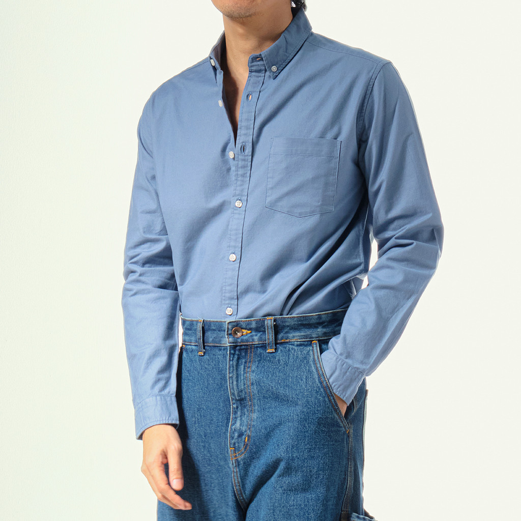 era-won เสื้อเชิ้ต คอปก แขนยาว Oxford Shirt Signature  สี Stone