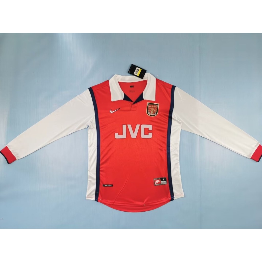 98-99 Arsenal Home Long Sleeve Vintage Soccer Jersey S-XXL ผู้ใหญ่แขนยาวแห้งเร็วเสื้อกีฬาฟุตบอล AAA