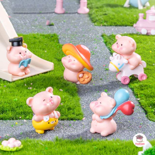 หมูสวนสนุก [ เซต 6 ชิ้น ] ตุ๊กตาจิ๋ว โมเดลจิ๋ว แต่งสวน ตุ๊กตาแต่งสวนจิ๋ว ตุ๊กตาจัดสวนถาด