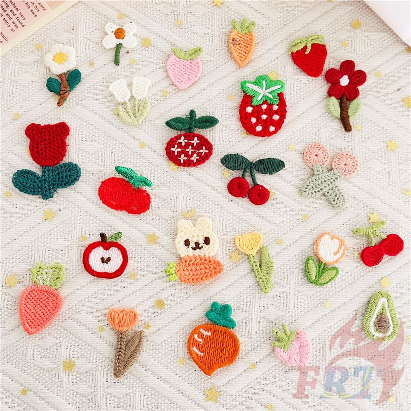 ❀ แผ่นแปะดอกไม้และดอกไม้ผลไม้ขนาดเล็กหวาน ❀ 1 PC DIY ผ้า Applique เย็บปักถักร้อยเย็บบนแพทช์อุปกรณ์ตกแต่ง