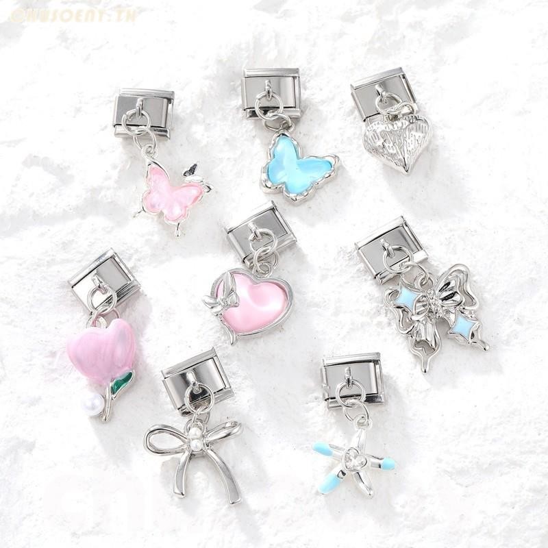 ใหม่สีจี้ Sliver ไอศกรีม Charm อิตาเลี่ยน Links Fit 9 มม.สร้อยข้อมือสแตนเลสเครื่องประดับ DIY ทํา