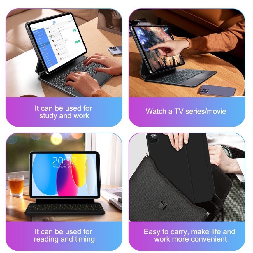 คีย์บอร์ดแม่เหล็กลอยสําหรับ iPad 11 Pro 11 10 10.9 Air M3 2025 Air5 4 12.9 2018-2022 Keyboard ไร้สายแบ็คไลท์คีย์บอร์ดเคส