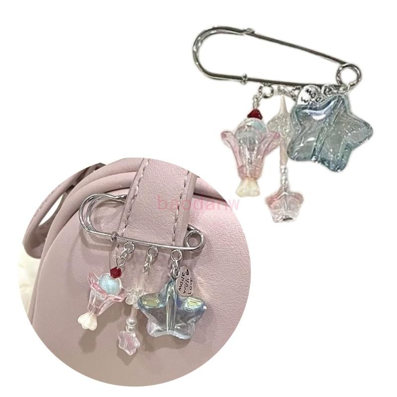 Bdw อินเทรนด์ Star ลูกปัดเข็มกลัดจี้ Pin แฟชั่น Badge Lapel Pin แขวนได้ OrnamenT