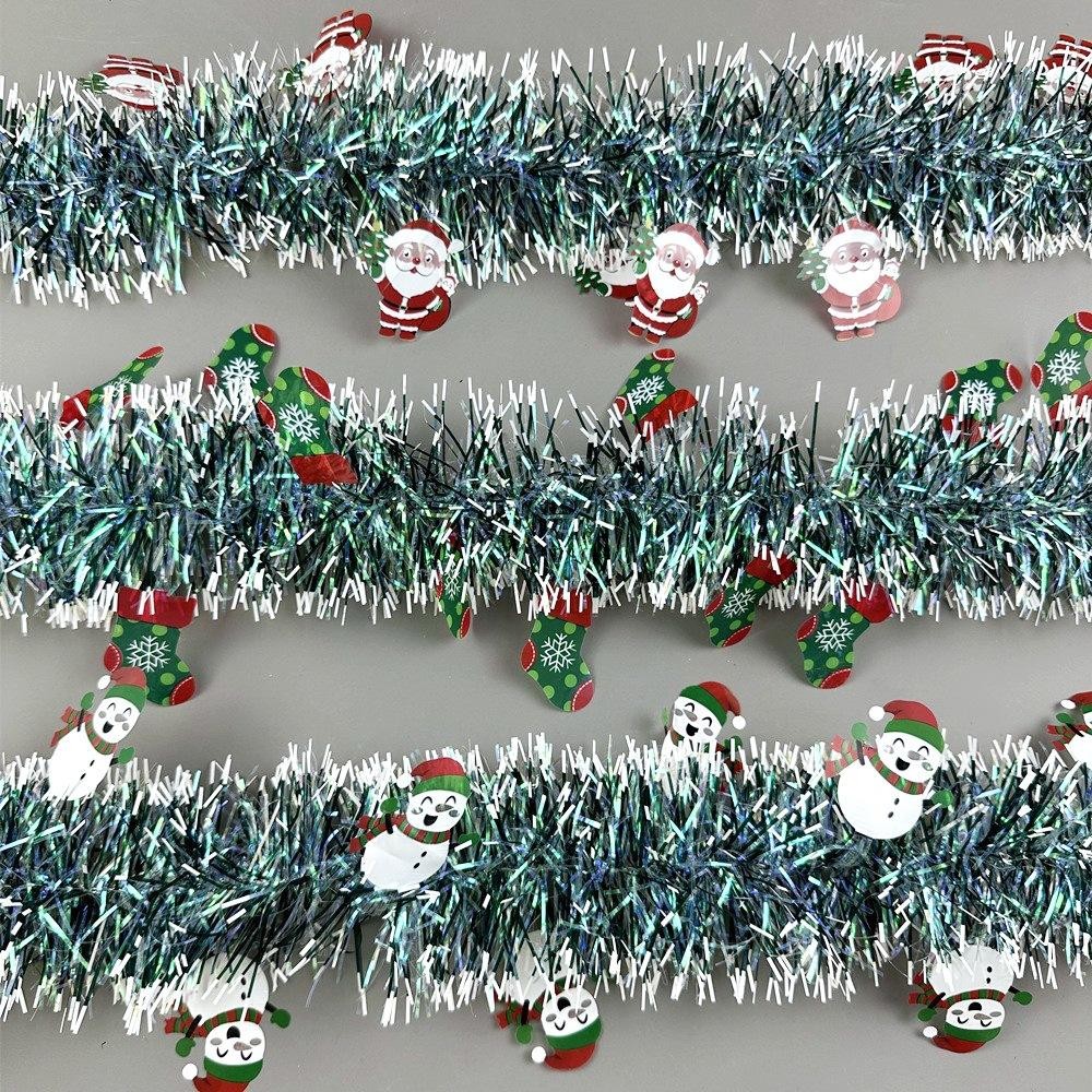 200 ซม. คริสต์มาสเกล็ดหิมะ Tinsel Garland ตกแต่งต้นคริสต์มาสคริสต์มาสโลหะ Twist Garland เพดานแขวนตกแต่งสําหรับปีใหม่ปาร์ตี้วันเกิดวันหยุดในร่มกลางแจ้ง