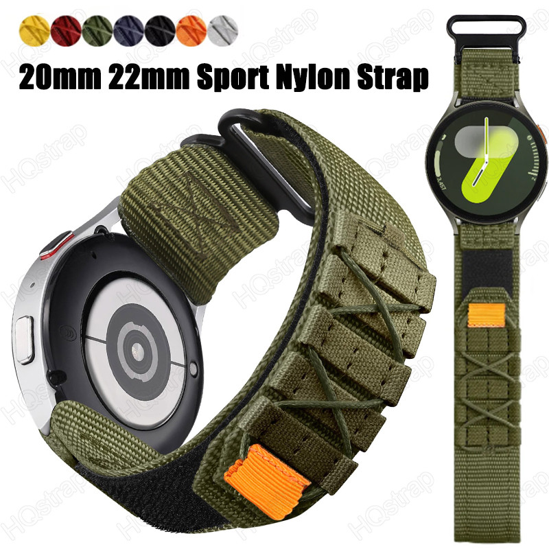 สายนาฬิกาไนลอนยุทธวิธี 20 มม. 22 มม. สายนาฬิกาสร้อยข้อมือสากลสายรัดข้อมือกีฬาสําหรับ Galaxy Watch 7/6/5/4/3 คลาสสิก