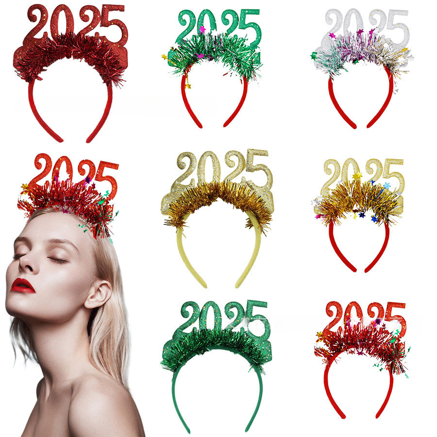 2025 ที่คาดผมตุ๊กตาบรรยากาศปีใหม่สําหรับเด็กผู้หญิงรูปถ่ายปาร์ตี้อุปกรณ์ประกอบฉาก หมวก