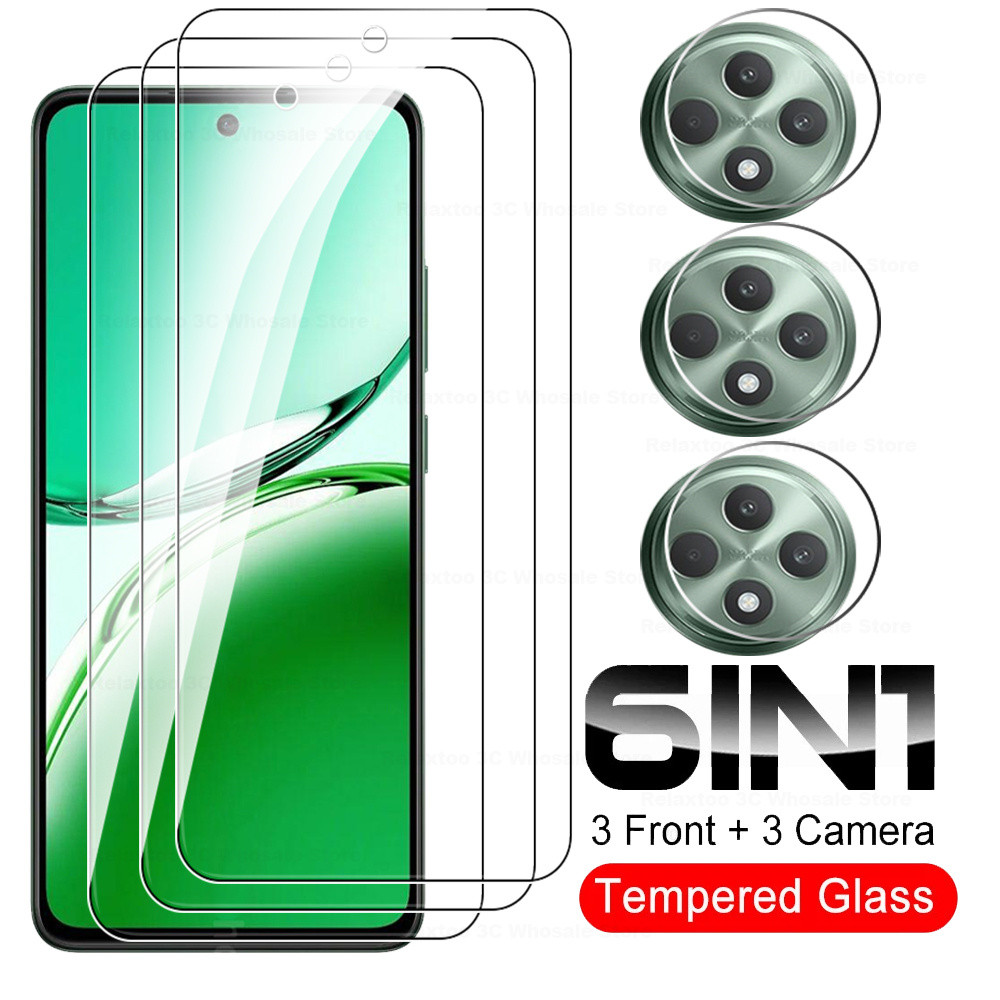 6in1 สําหรับOppo Reno12 F 5Gป้องกันหน้าจอกระจกนิรภัยReno 12 F 12F Reno12 F 4G 5Gป้องกันฟิล์มกล้องแก้ว