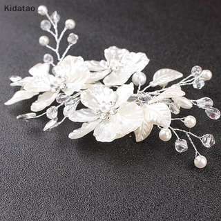Kidatao เจ้าสาวคริสตัลดอกไม้มุกเครื่องประดับผมงานแต่งงานเครื่องประดับผมใหม่