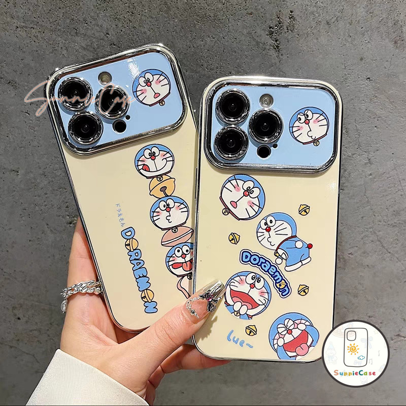 เคสไอโฟน 12 น่ารัก Doraemon สำหรับ IPhone 15 14 16 12 11 13 Pro Max X XR XS Max 7 8 Plus SE 2020 TPU หน้าต่างบานใหญ่ เคส