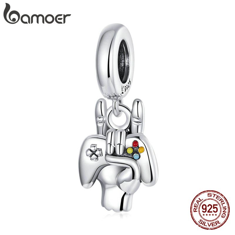 Bamoer 925 Sterling Sliver สร้อยคอคอนโซลเกมมือถือ Design Simple DIY สําหรับสร้อยข้อมือผู้หญิง SCC189