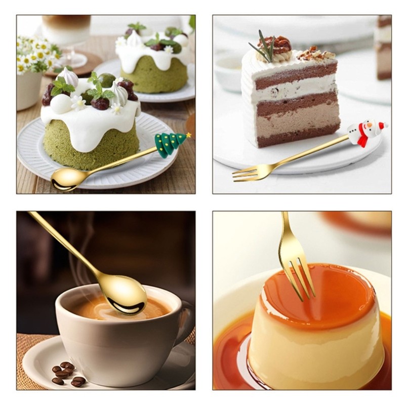 Yu Eating Utensils ช้อนกาแฟ ช้อนเค้ก ส้อมผลไม้ เหมาะสําหรับโอกาสต่างๆ