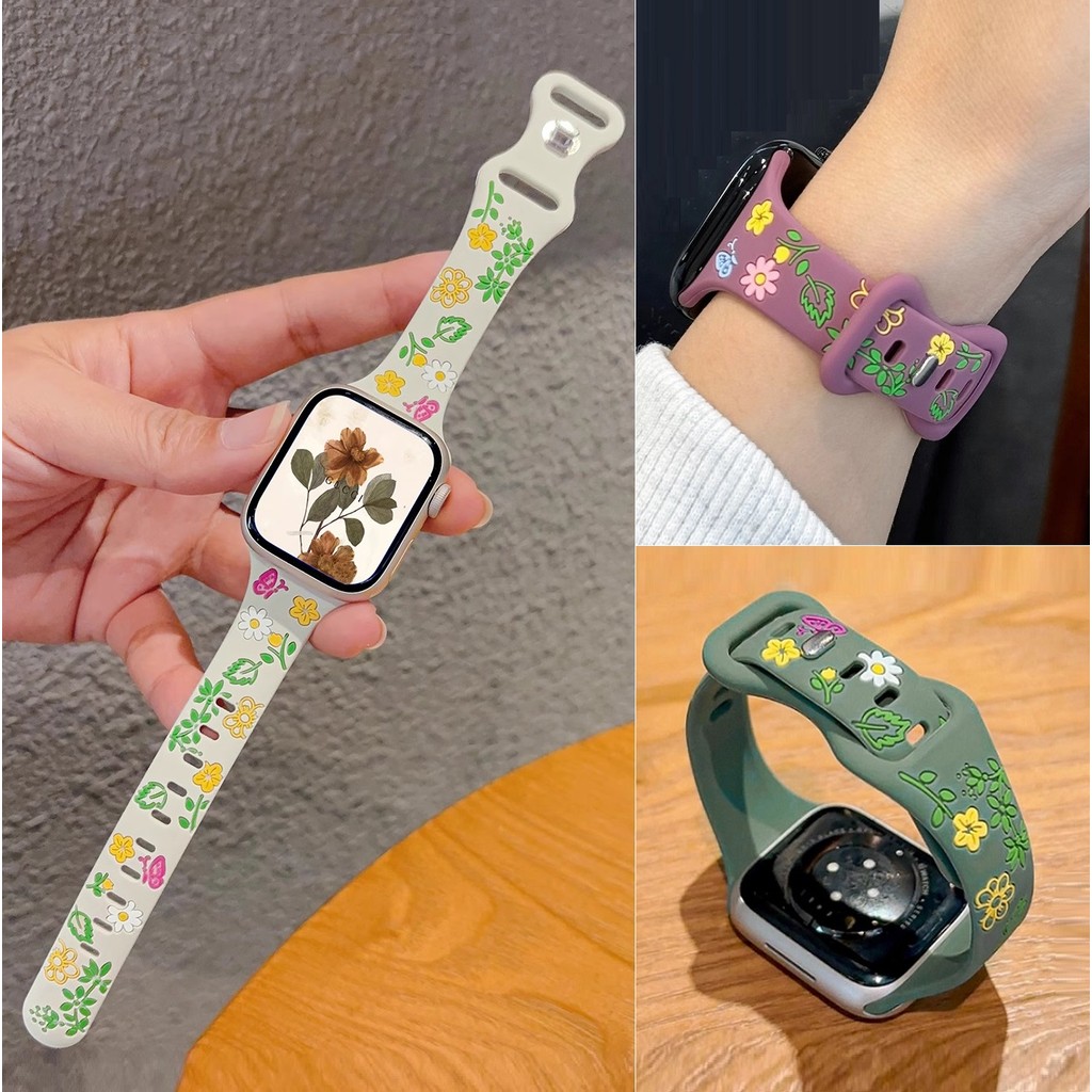 Carved Flower Soft Silicone Band For i Watch Strap Series11 10 9 8 7 6 5 4 3 21 Stylish Design iWatc