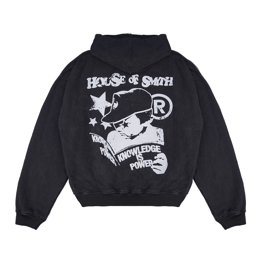 House of Smith Mens Boxy Fit Hoodie Sweater - Power Hoodie Boxy Wash Heavyweight 460