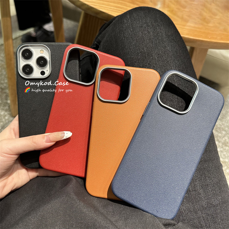 ปลอกหนังนุ่มสําหรับ Samsung S21 S22 S23 S24 Plus Ultra S20FE S23FE S24FE INS สไตล์ Minimalist High-end สีดําสีฟ้าสีน้ําตาล Burgundy เคสโทรศัพท์ Anti Drop Protection ปกอ่อน