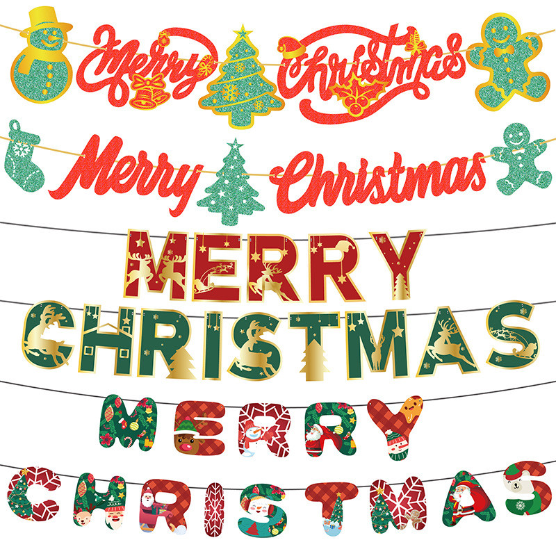 A1127 ธงปาร์ตี้แต่งฉาก ตัวอักษรคริสต์มาส MERRY CHRISTMAS