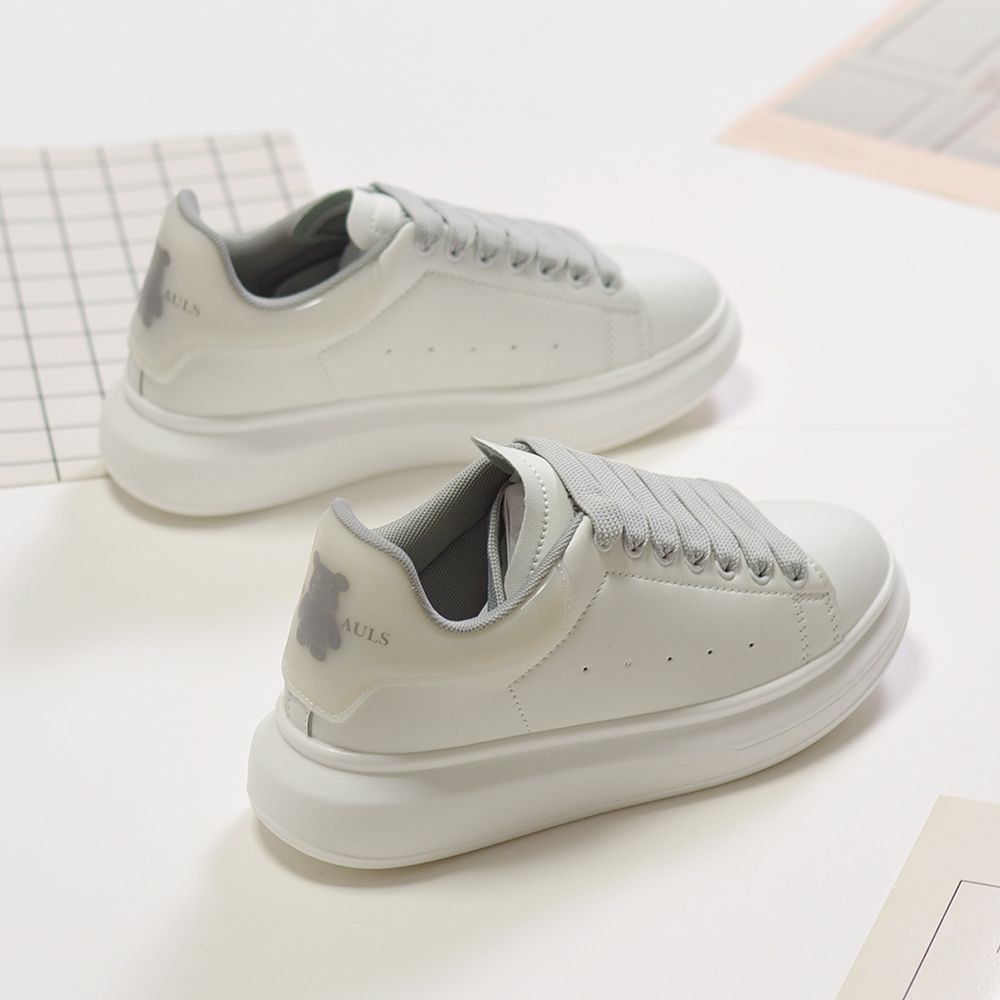 Mcqueen รองเท้าสีขาวผู้ชายผู้หญิงคู่สไตล์ Street Wear Bear All-Match รองเท้าหนาSoledกีฬารองเท้านักเรียนอินเทรนด์รองเท้าผู้ชายรองเท้าสบายๆ [คลังสินค้าพร้อม] - รูปที่ 5