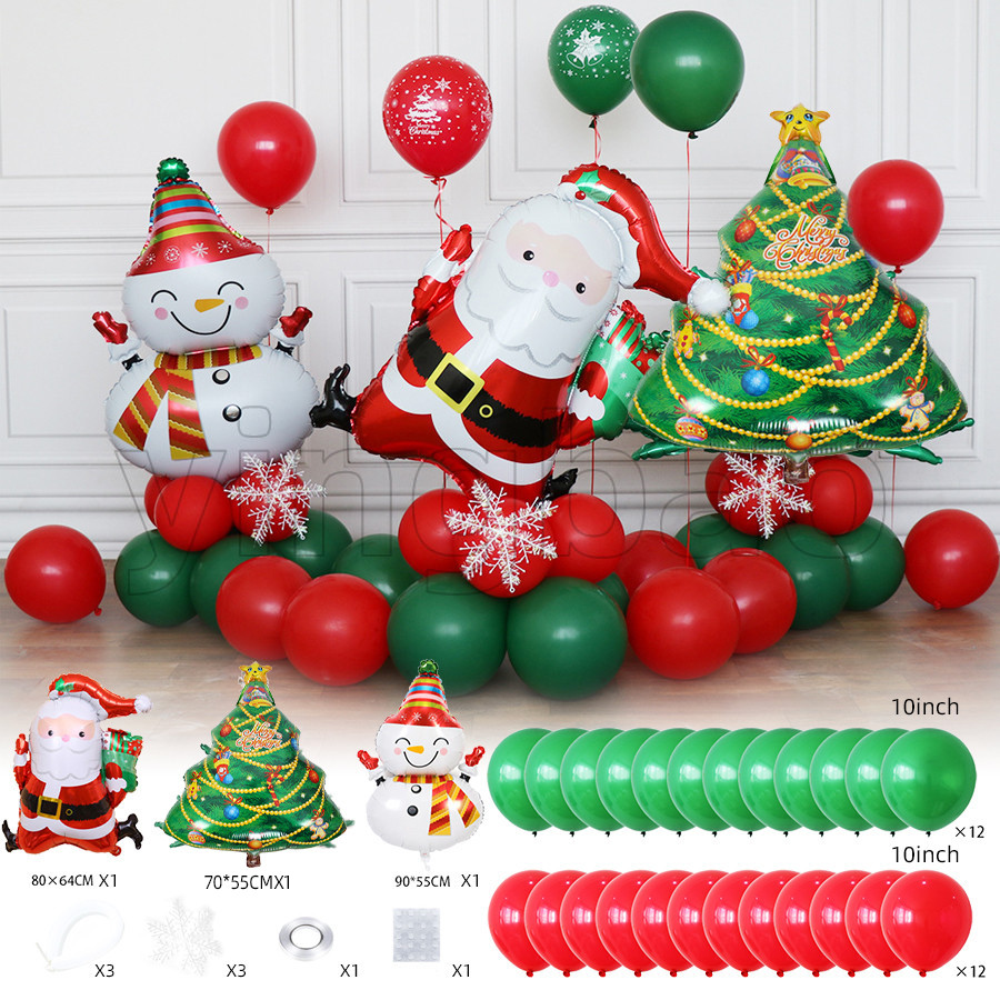 35 ชิ้นคริสต์มาสบอลลูน Garlands Arch ชุดสีแดงสีเขียวบอลลูนเกล็ดหิมะ Santa Snowman ฟอยล์ลูกโป่งสําหรับ Merry Xmas Friendsmas ตกแต่ง Party Supplies
