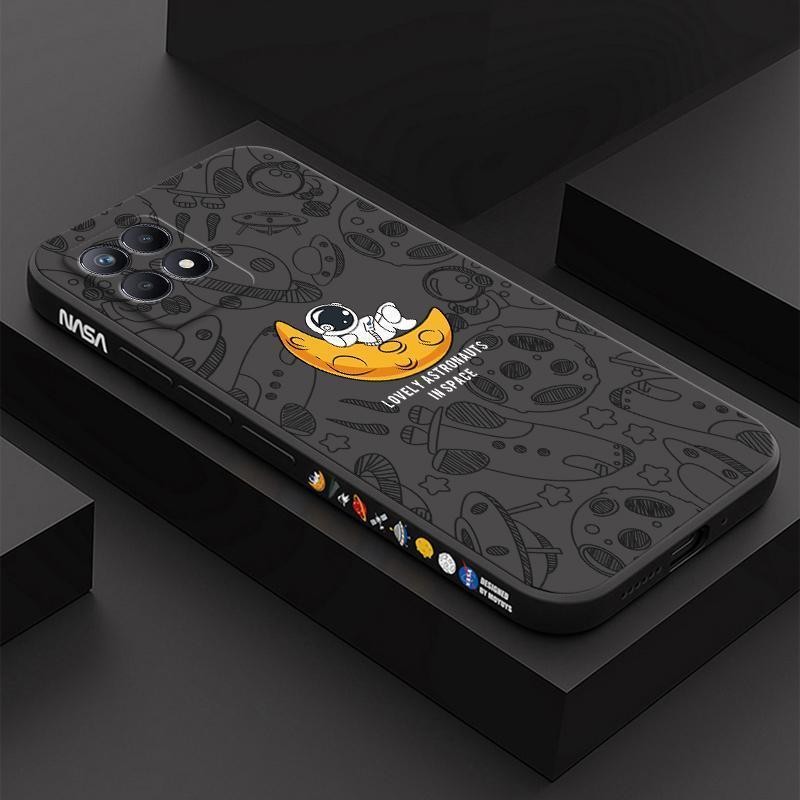 เคส Realme narzo 50 4G สีทึบ Realme 8i ภาพประกอบอวกาศ เคสโทรศัพท์นักบินอวกาศ XTKR