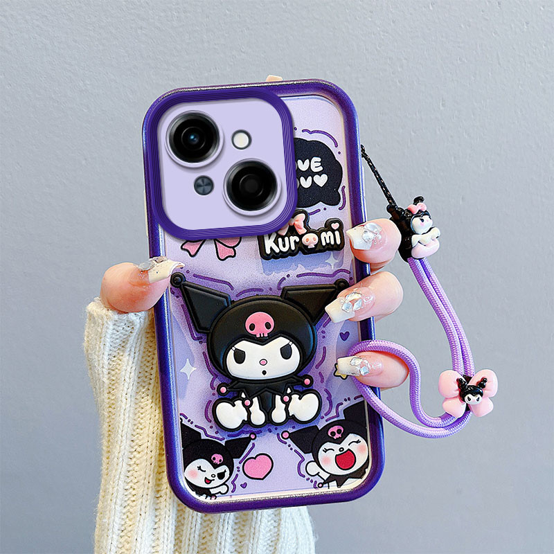 อะนิเมะ Kuromi กรณี Tecno Spark Go 1 30C 20 20C Camon 30 20 10 10C Pro POP 9 5G Premier 2024 2023 itel RS4 ซิลิโคนนุ่ม 3D ตุ๊กตาเลนส์กล้อง Protector สายคล้องฝาครอบโทรศัพท์