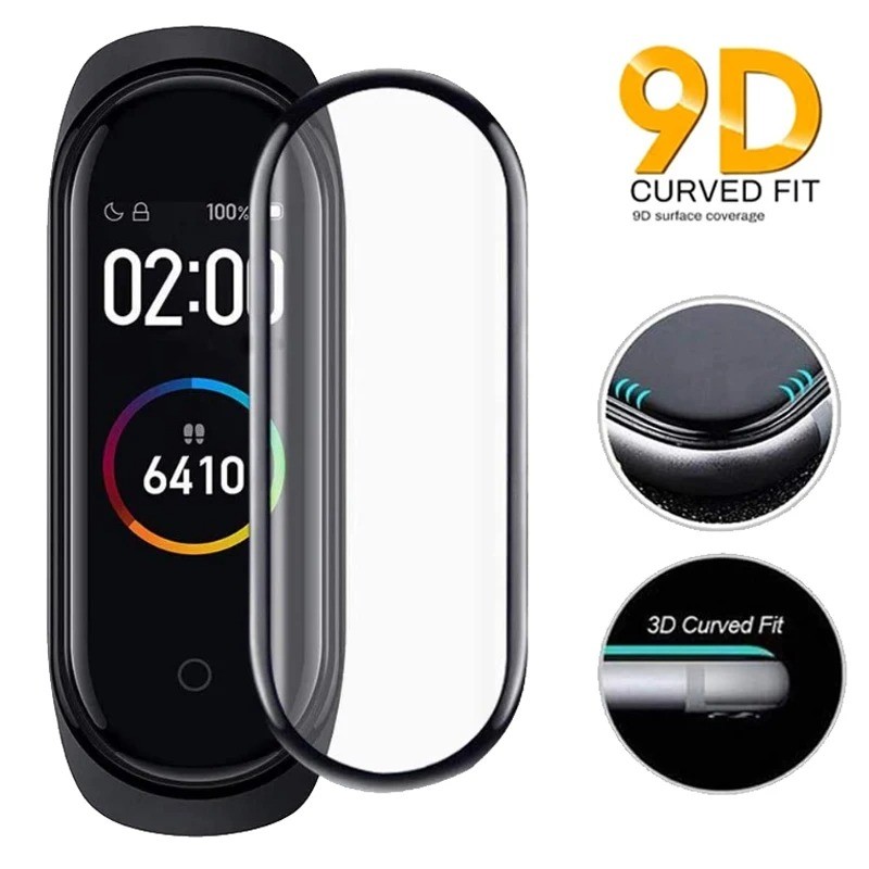 9dแบบเต็มหน้าจอสําหรับxiaomi band 9 6 7 8 Proฟิล์มสายMi 8 Active Bandนาฬิกาสมาร์ทMibandนุ่มป้องกันแก้วXiaomi band 4 5 ฟิล์ม