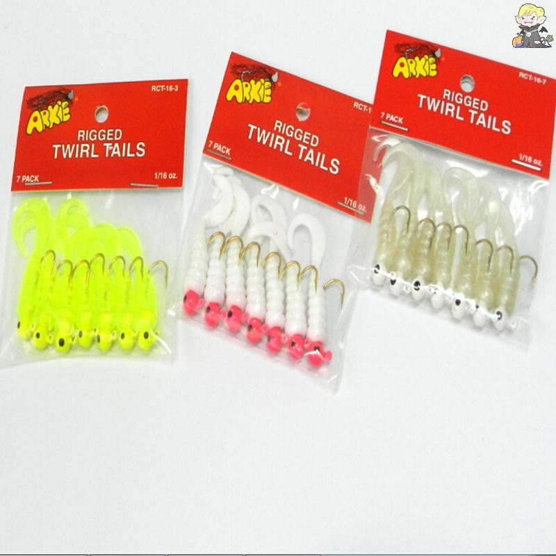 [CL] จิ๊กตกปลา Lure Sea Bass เหยื่ออ่อนหัวจิ๊ก Twirl Tails เหยื่อหนอน 7 ชิ้น/ล็อต TH