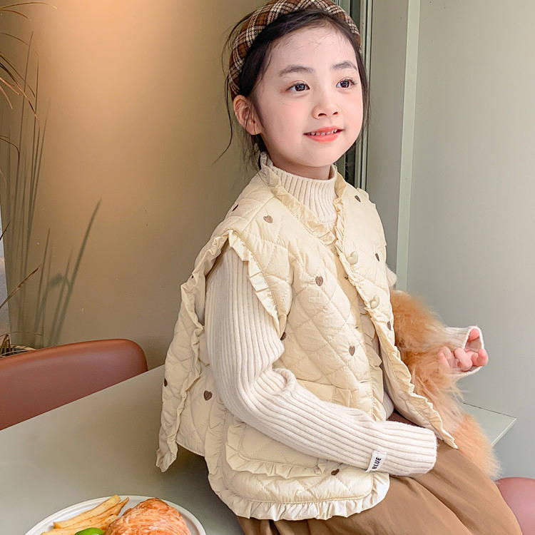 Girl's Waistcoat Fall and Winter Outer Wear Fashionable New Children's Waistcoat Winter Coat Baby Ve