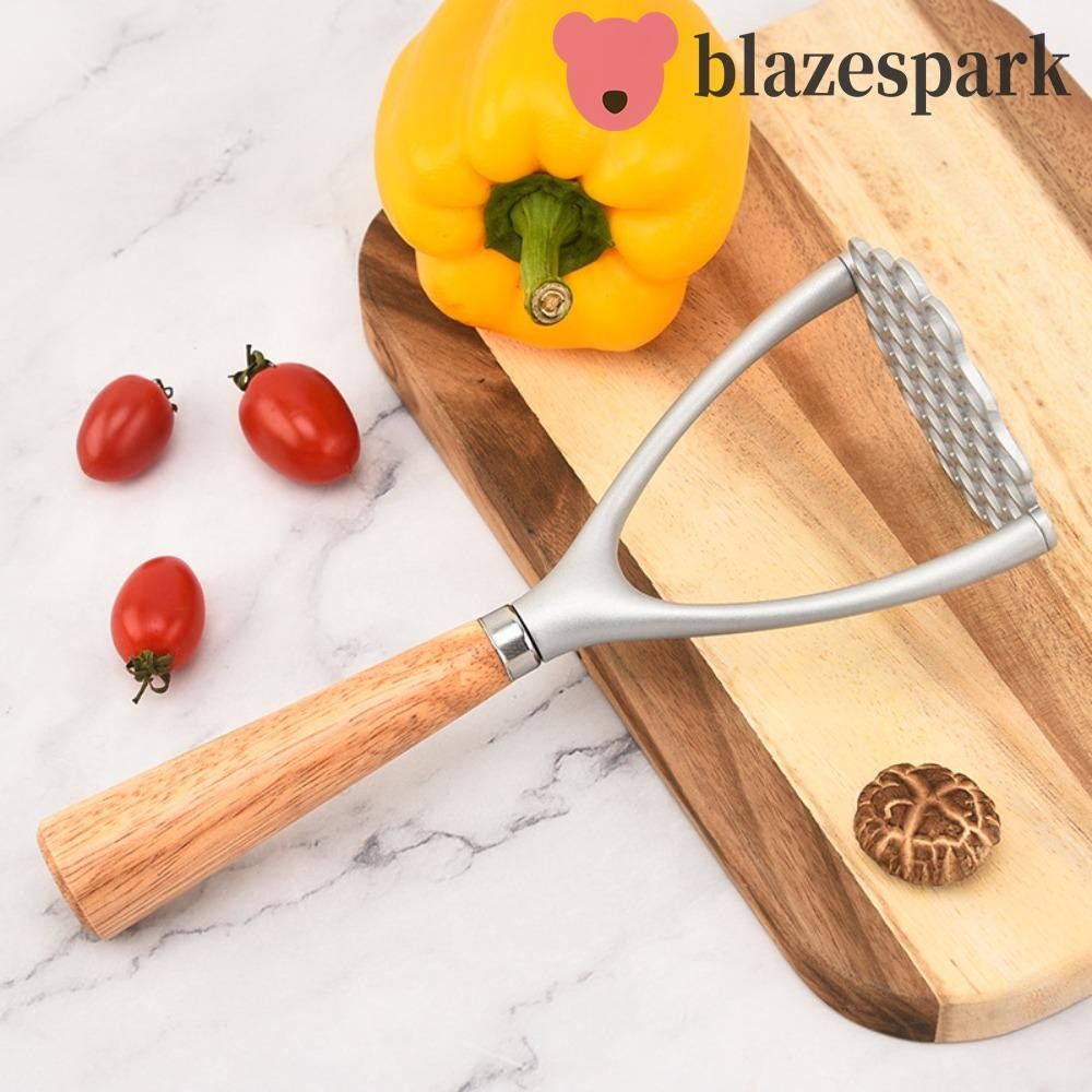 Blazespark Potato Masher, คู่มืออลูมิเนียมผัก Smasher,ครัวเรือนไม้จับอาหาร Crusher กระเทียมกดมันฝรั่งบด