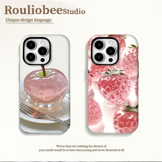 เคสโทรศัพท์ Apple Strawberry 2-in-1 เข้ากันได้กับ iPhone 15 Pro Max Apple 16 14 Plus 11/12/13 Pro Max เคสป้องกันกันกระแทกใหม่