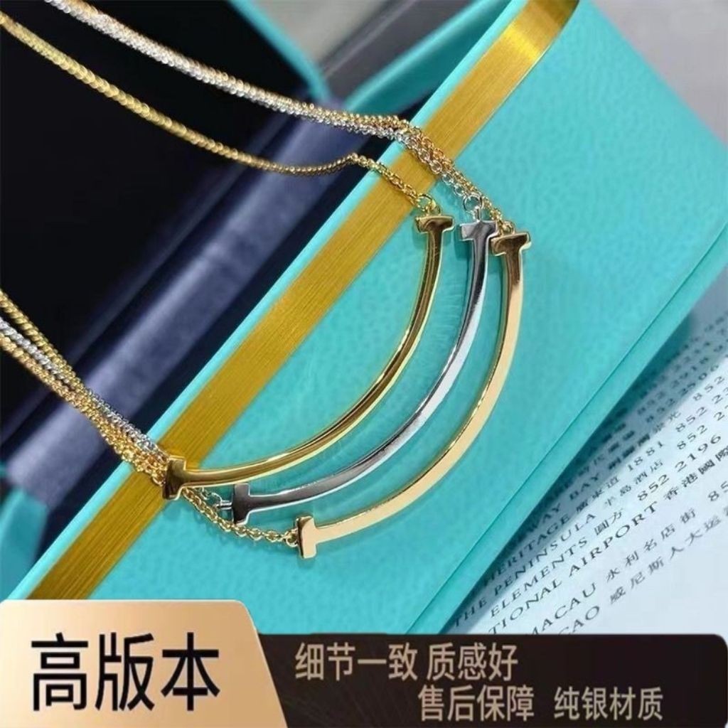 [หน้ายิ้มคุณภาพสูง] สร้อยคอรุ่นสูงหน้ายิ้มยิ้มโรสโกลด์ ส925 โซ่กระดูกไหปลาร้าเงินไม่จางหายของขวัญสําหรับแฟน