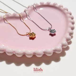 Lilith - tiny rose necklace สร้อยคอ สแตนเลส จี้ดอกไม้ ดอกกุหลาบ