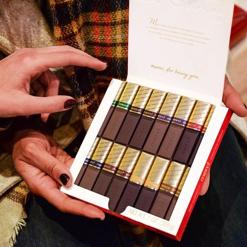 ช็อกโกแลตบาร์ Merci คละแบบ ช็อกโกแลตนมและช็อกโกแลตเข้ม คลาสสิก บรรจุกล่องและถุง