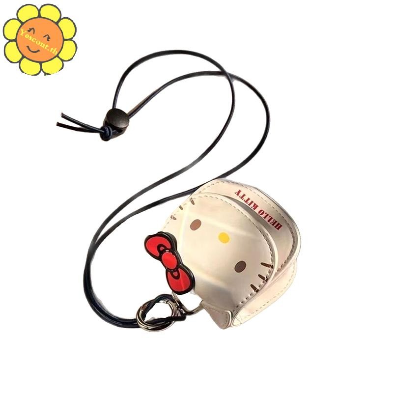 Yescont Kawaii Hello Kitty กระเป๋าใส่เหรียญคอแขวนกระเป๋าสตางค์ขนาดเล็ก Sanrio KT Cat Crossbody หูฟังกระเป๋าขนาดเล็กกระเป๋าสะพาย TH