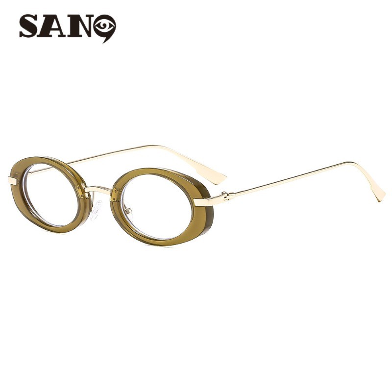 เปลี่ยนเลนส์ได้COD (San9)แว่นตาผู้หญิง New Oval Fashion Anti-blue