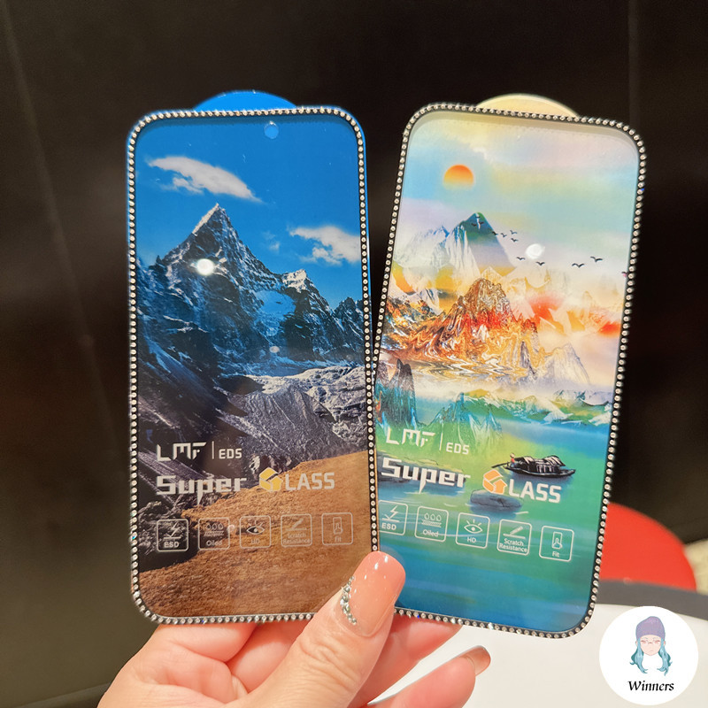 Anti Peepingความเป็นส่วนตัว 500Dป้องกันหน้าจอสําหรับIPhone 17 16 15 13 12 Pro Max 11 Pro Max XS XR Xs Max 8 7 Plusคลุมทั้งหมดเพชรกระจกนิรภัยป้องกันฟิล์ม