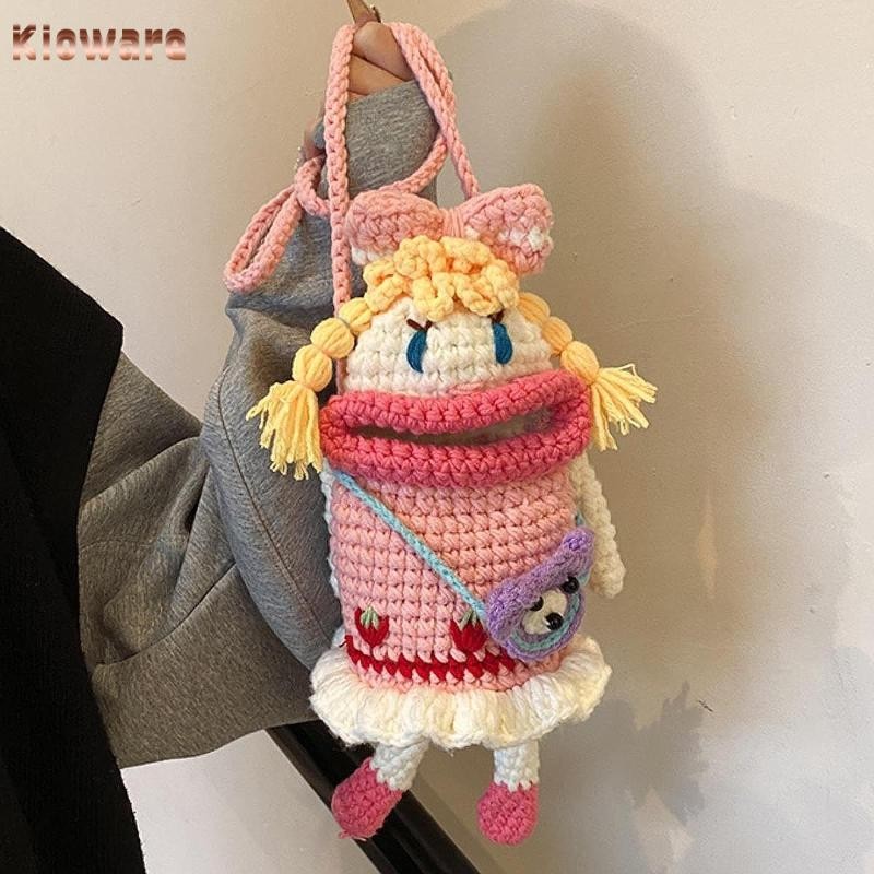 โคลแวร์ ตุ๊กตา ค โรสบอดี กระเป๋าโทรศัพท์กระเป๋ากระเป๋าสตางค์โครเชต์กระเป๋าสําหรับวันหยุดเดินทางพรรค